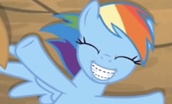 Size: 701x427 | Tagged: safe, edit, edited screencap, screencap, character:rainbow dash, species:pegasus, species:pony, episode:the mean 6, g4, my little pony: friendship is magic, braces, female, smiling, solo