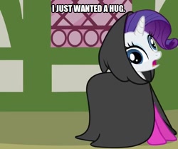 Size: 595x500 | Tagged: safe, edit, edited screencap, screencap, character:rarity, species:pony, species:unicorn, episode:too many pinkie pies, g4, my little pony: friendship is magic, caption, cropped, derp, female, image macro, solo, text