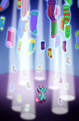 Size: 1222x1865 | Tagged: safe, edit, edited screencap, screencap, character:minty, species:earth pony, species:pony, episode:a very minty christmas, g3, clothing, composite screencap, floating, panorama, socks, spotlight, striped socks, that pony sure does love socks