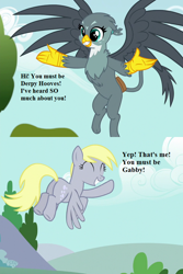 Size: 600x900 | Tagged: safe, edit, edited screencap, screencap, character:derpy hooves, character:gabby, episode:no second prances, episode:the fault in our cutie marks, g4, my little pony: friendship is magic, cute, derpabetes, dialogue, gabbybetes, plot