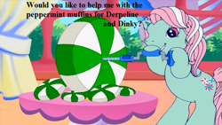Size: 853x480 | Tagged: safe, edit, edited screencap, screencap, character:minty, episode:a charming birthday, g3, bronybait, cute, drill, g3 to g4, generation leap, implied derpy, implied dinky, mintabetes, peppermint, text
