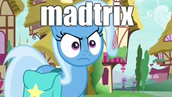 Size: 1920x1080 | Tagged: safe, edit, edited screencap, screencap, character:trixie, species:pony, species:unicorn, episode:student counsel, angry, caption, female, image macro, mare, text