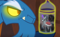 Size: 1600x1000 | Tagged: safe, edit, edited screencap, screencap, character:grogar, character:king sombra, species:umbrum, episode:the beginning of the end, g4, my little pony: friendship is magic, bottle, micro