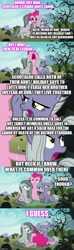 Size: 500x1687 | Tagged: safe, edit, edited screencap, screencap, character:limestone pie, character:marble pie, character:pinkie pie, species:pony, episode:the last crusade, episode:the maud couple, g4, my little pony: friendship is magic, caption, comic, crying, drama, image macro, ocular gushers, rock farm, scootaloo's aunts drama, screencap comic, text