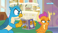 Size: 1920x1080 | Tagged: safe, edit, edited screencap, screencap, character:gallus, character:smolder, species:bird, species:chicken, episode:student counsel, angry, book, cartoonito logo, chick, chicks galore, ed edd n eddy, egg, gallus the rooster, gallus' book, little ed blue, magazine, meme