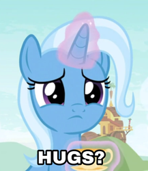 Size: 540x623 | Tagged: safe, edit, edited screencap, screencap, character:trixie, species:pony, species:unicorn, episode:student counsel, bronybait, cropped, cute, diatrixes, female, hug request, sad, sadorable, solo