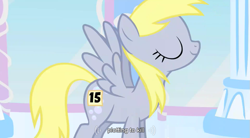 Size: 853x472 | Tagged: safe, edit, edited screencap, screencap, character:derpy hooves, species:pegasus, species:pony, episode:sonic rainboom, g4, my little pony: friendship is magic, 15, caption, female, mare, meme, solo, youtube caption