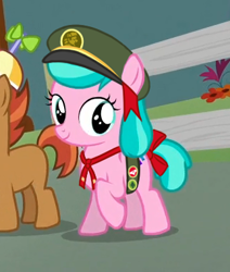 Size: 323x381 | Tagged: safe, edit, edited screencap, screencap, character:aquamarine, character:button mash, character:liquid button, species:pony, episode:crusaders of the lost mark, g4, my little pony: friendship is magic, aquabetes, aquamarine wears everything, cropped, female, filly, filly guides, scout, solo focus