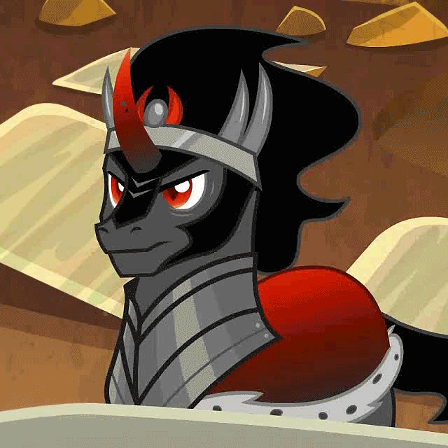 Size: 640x640 | Tagged: safe, edit, edited screencap, screencap, character:king sombra, species:pony, species:unicorn, episode:the beginning of the end, g4, my little pony: friendship is magic, animated, blinking, cropped, cute, evil lair, gif, grogar's lair, lair, male, solo, sombradorable