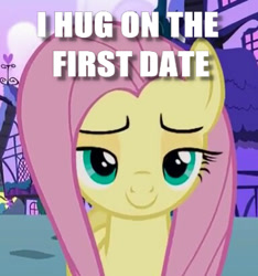 Size: 384x411 | Tagged: safe, edit, edited screencap, screencap, character:fluttershy, species:pegasus, species:pony, episode:flutter brutter, g4, my little pony: friendship is magic, badass, bedroom eyes, caption, cropped, female, flirty, flutterbadass, image macro, lidded eyes, looking at you, mare, meme, sluttershy, solo, text