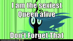 Size: 500x281 | Tagged: safe, edit, edited screencap, screencap, character:queen chrysalis, species:changeling, episode:a canterlot wedding, g4, my little pony: friendship is magic, changeling queen, female, image macro, sexiest pony alive, solo