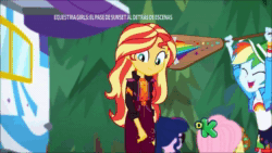 Size: 1920x1080 | Tagged: safe, edit, screencap, character:applejack, character:fluttershy, character:rainbow dash, character:rarity, character:sunset shimmer, character:twilight sparkle, character:twilight sparkle (scitwi), species:eqg human, equestria girls:sunset's backstage pass, g4, my little pony: equestria girls, my little pony:equestria girls, spoiler:eqg series (season 2), animated, geode of empathy, geode of super speed, guitar, magical geodes, music festival outfit, sound, spanking, webm