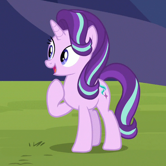 Size: 555x555 | Tagged: safe, edit, edited screencap, screencap, character:starlight glimmer, species:pony, species:unicorn, episode:on the road to friendship, animated, blinking, cropped, cute, female, gif, glimmerbetes, hoof on chest, loop, mare, open mouth, raised hoof, smiling, solo, talking