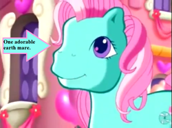Size: 757x567 | Tagged: safe, edit, edited screencap, screencap, character:minty, episode:positively pink, g3, arrow, balloon, captain obvious, cute, mintabetes, text