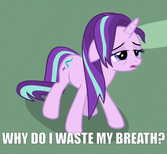 Size: 541x498 | Tagged: safe, edit, edited screencap, screencap, character:starlight glimmer, species:pony, species:unicorn, episode:all bottled up, g4, my little pony: friendship is magic, animated, caption, female, floppy ears, head shake, image macro, mare, text, tired