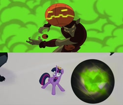 Size: 1020x878 | Tagged: safe, edit, screencap, character:twilight sparkle, character:twilight sparkle (alicorn), species:alicorn, species:pony, my little pony: the movie (2017), green goblin, obsidian orb, spectacular spiderman