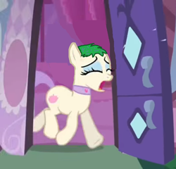Size: 724x696 | Tagged: safe, edit, edited screencap, screencap, character:vera, species:pony, episode:the show stoppers, g4, my little pony: friendship is magic, abby's flying fairy school, carousel boutique, crying, exploitable meme, gonnigan's hair, green hair, meme, spa pony, vera's mane