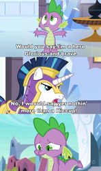 Size: 1920x3240 | Tagged: safe, edit, edited screencap, screencap, character:shining armor, character:spike, episode:the times they are a changeling, g4, my little pony: friendship is magic, how to train your dragon