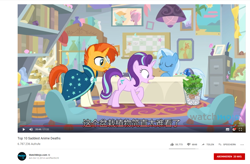 Size: 1403x920 | Tagged: safe, edit, edited screencap, screencap, character:phyllis, character:starlight glimmer, character:sunburst, character:trixie, species:pony, species:unicorn, episode:a horse shoe-in, g4, my little pony: friendship is magic, caption, chinese, clothing, eyes closed, female, glasses, happy, male, mare, meta, plant, recycle bin, robe, shocked, stallion, starlight's office, top 10 anime list parody, watchmojo.com, youtube