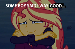 Size: 1136x744 | Tagged: safe, edit, edited screencap, screencap, character:sunset shimmer, equestria girls:sunset's backstage pass, g4, my little pony: equestria girls, my little pony:equestria girls, spoiler:eqg series (season 2), bronybait, crying, edited edit, everything went better than expected, good end, happy, op is a swan, smiling, tears of joy, teary eyes