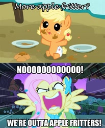 Size: 1164x1411 | Tagged: safe, edit, edited screencap, screencap, character:applejack, episode:apple family reunion, episode:the best night ever, g4, my little pony: friendship is magic, albuquerque, apple fritter (food), babyjack, clothing, dress, flutterrage, funny, gala dress, song reference, weird al yankovic, you're going to love me