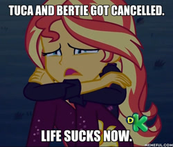 Size: 600x512 | Tagged: safe, edit, edited screencap, screencap, character:sunset shimmer, equestria girls:sunset's backstage pass, g4, my little pony: equestria girls, my little pony:equestria girls, spoiler:eqg series (season 2), crying, female, sad, solo, sunsad shimmer, tuca and bertie