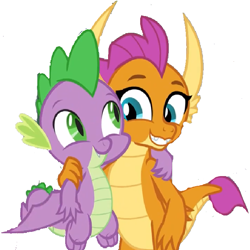 Size: 717x717 | Tagged: safe, edit, edited screencap, screencap, character:smolder, character:spike, episode:sweet and smoky, g4, my little pony: friendship is magic, background removed, not a vector, simple background, white background