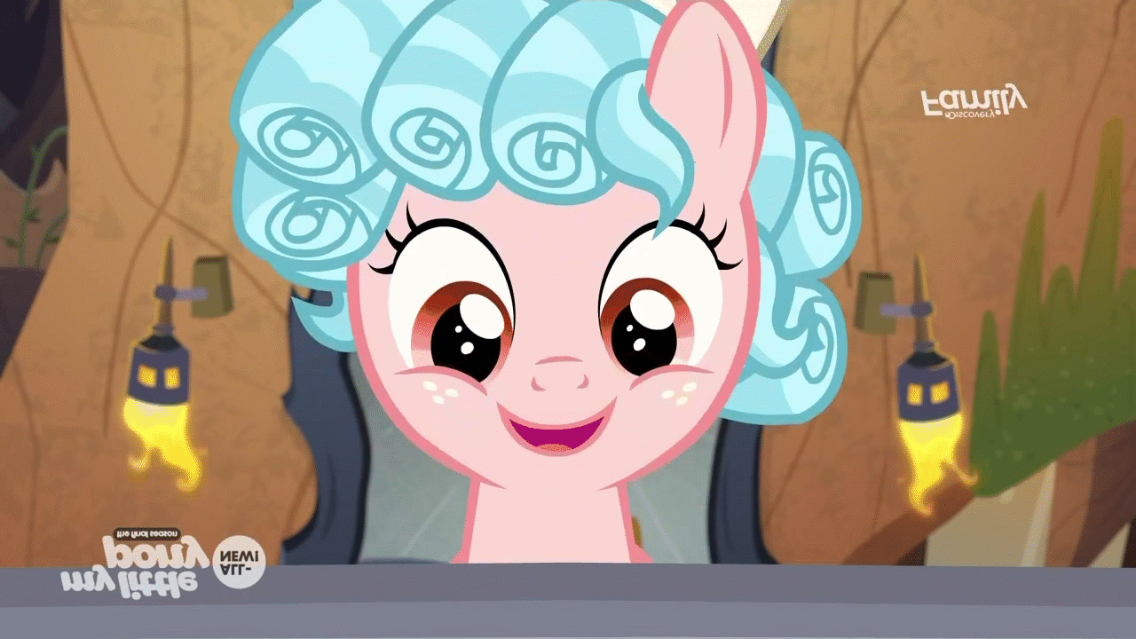 Size: 1280x720 | Tagged: safe, edit, screencap, character:cozy glow, species:pony, episode:frenemies, g4, my little pony: friendship is magic, animated, cozy glow is best facemaker, cozybetes, cute, discovery family logo, female, filly, foal, pure concentrated unfiltered evil of the utmost potency, pure unfiltered evil, smiling, solo, squee