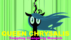 Size: 800x450 | Tagged: safe, edit, edited screencap, screencap, character:queen chrysalis, species:changeling, episode:a canterlot wedding, g4, my little pony: friendship is magic, banjo kazooie, boss subtitles, changeling queen, female