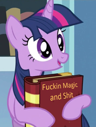 Size: 816x1080 | Tagged: safe, edit, screencap, character:twilight sparkle, book, female, solo, that pony sure does love books, vulgar