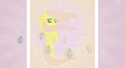 Size: 400x220 | Tagged: safe, edit, edited screencap, screencap, character:fluttershy, species:pegasus, species:pony, episode:friendship is magic, g4, my little pony: friendship is magic, animated, elements of harmony, female, gif, mare, solo