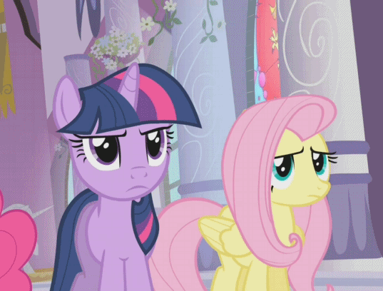 Size: 537x408 | Tagged: safe, edit, edited screencap, screencap, character:fluttershy, character:twilight sparkle, species:pegasus, species:pony, species:unicorn, episode:the return of harmony, g4, my little pony: friendship is magic, animated, fart, female, mare, twilight fartle