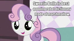 Size: 801x451 | Tagged: safe, edit, edited screencap, screencap, character:sweetie belle, species:pony, species:unicorn, female, filly, image macro, solo
