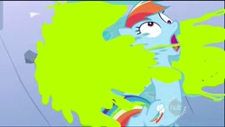 Size: 1280x720 | Tagged: safe, edit, edited screencap, screencap, character:rainbow dash, species:pegasus, species:pony, episode:the mysterious mare do well, g4, my little pony: friendship is magic, dam, female, hub logo, mare, slime, solo