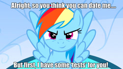 Size: 1259x717 | Tagged: safe, edit, edited screencap, screencap, character:rainbow dash, species:pegasus, species:pony, episode:the crystal empire, g4, my little pony: friendship is magic, bronybait, caption, crystal empire, date, female, inverted mouth, mare, solo