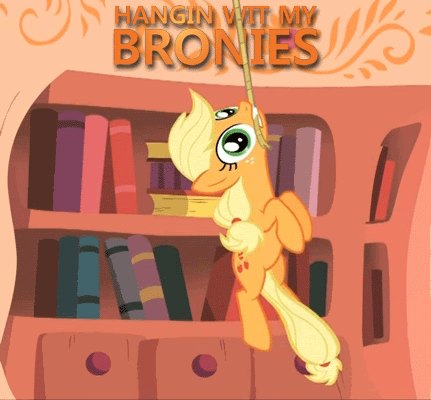 Size: 431x400 | Tagged: safe, edit, edited screencap, screencap, character:applejack, episode:look before you sleep, g4, my little pony: friendship is magic, animated, blinking, brony, cropped, female, hatless, loop, missing accessory, mouth hold, reaction image, rope, solo, swingjack