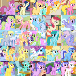 Size: 1000x1000 | Tagged: safe, edit, edited screencap, screencap, character:amethyst star, character:berry punch, character:berryshine, character:bon bon, character:candy mane, character:carrot top, character:cherry berry, character:cloud kicker, character:daisy, character:derpy hooves, character:dizzy twister, character:golden harvest, character:lemon hearts, character:lily, character:lily valley, character:linky, character:lyra heartstrings, character:merry may, character:minuette, character:orange swirl, character:parasol, character:rainbow dash, character:rainbowshine, character:rarity, character:roseluck, character:sassaflash, character:sea swirl, character:shoeshine, character:spring melody, character:sprinkle medley, character:sunshower raindrops, character:sweetie drops, character:twinkleshine, character:white lightning, species:earth pony, species:pegasus, species:pony, species:unicorn, episode:a bird in the hoof, episode:applebuck season, episode:call of the cutie, episode:fall weather friends, episode:friendship is magic, episode:look before you sleep, episode:sonic rainboom, episode:swarm of the century, episode:the show stoppers, episode:the ticket master, g4, my little pony: friendship is magic, background pony, background pony chart, chart, collage, female, mare, opening