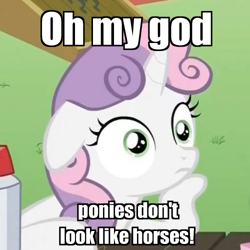 Size: 500x500 | Tagged: safe, edit, edited screencap, screencap, character:sweetie belle, episode:ponyville confidential, g4, my little pony: friendship is magic, cropped, exploitable meme, female, floppy ears, hoof on chin, image macro, meme, solo, sudden clarity sweetie belle