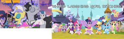 Size: 1316x421 | Tagged: safe, edit, edited screencap, screencap, character:applejack, character:berry punch, character:berryshine, character:bon bon, character:bright smile, character:cherry berry, character:cloud kicker, character:cloudchaser, character:dizzy twister, character:doctor whooves, character:eclair créme, character:flitter, character:fluttershy, character:jet set, character:lucky clover, character:noi, character:orange swirl, character:orion, character:pinkie pie, character:rainbow dash, character:rarity, character:ruby pinch, character:sapphire joy, character:sea swirl, character:spike, character:sunshower raindrops, character:sweetie drops, character:time turner, character:twilight sparkle, character:twilight sparkle (alicorn), character:twinkleshine, character:upper crust, character:white lightning, character:written script, species:alicorn, species:crystal pony, species:pegasus, species:pony, episode:magical mystery cure, episode:sweet and elite, g4, my little pony: friendship is magic, amber waves, blue text, canterlot, clothing, coronation, coronation dress, crown, dress, female, hat, image macro, mare, masquerade, parade, tuxedo, vulgar, wings