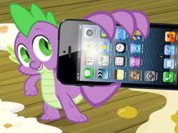Size: 667x500 | Tagged: safe, edit, edited screencap, screencap, character:spike, species:dragon, episode:spike at your service, g4, my little pony: friendship is magic, exploitable meme, ios, iphone, male, phone, smartphone, spike card meme
