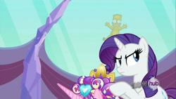 Size: 1280x720 | Tagged: safe, edit, screencap, character:princess cadance, character:rarity, episode:games ponies play, g4, my little pony: friendship is magic, bart simpson, ceremonial headdress, crossover, nudity, the simpsons, the simpsons movie