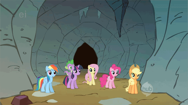 Size: 600x337 | Tagged: safe, edit, edited screencap, screencap, character:applejack, character:fluttershy, character:pinkie pie, character:rainbow dash, character:spike, character:twilight sparkle, character:twilight sparkle (unicorn), species:diamond dog, species:dragon, species:earth pony, species:pegasus, species:pony, species:unicorn, episode:a dog and pony show, g4, my little pony: friendship is magic, animated, applejack's hat, clothing, cowboy hat, female, hat, hub logo, image macro, impact font, male, mare, movie quote, movie reference, rodent of unusual size, the princess bride