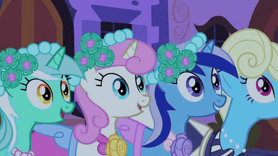 Size: 960x540 | Tagged: safe, edit, edited screencap, screencap, character:eclair créme, character:lyra heartstrings, character:minuette, character:rarity, character:twinkleshine, species:earth pony, species:pony, species:unicorn, episode:a canterlot wedding, g4, my little pony: friendship is magic, animated, bouquet, bridesmaid, bridesmaid dress, canterlot, catching, clothing, dress, female, greedity, image macro, lazytown, mare, meme, mine!, pushing, rarisnap, stingy