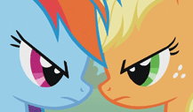 Size: 217x127 | Tagged: safe, edit, edited screencap, screencap, character:applejack, character:rainbow dash, species:pony, ship:appledash, episode:fall weather friends, g4, my little pony: friendship is magic, animated, blushing, female, lesbian, licking, mare, shipping, tongue out