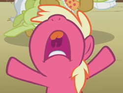 Size: 356x271 | Tagged: safe, edit, edited screencap, screencap, character:apple strudel, character:granny smith, episode:apple family reunion, g4, my little pony: friendship is magic, apple family member, cropped, inverted mouth, pomegranate (character), solo focus
