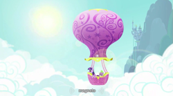 Size: 851x472 | Tagged: safe, edit, edited screencap, screencap, character:spike, character:twilight sparkle, species:dragon, species:pony, caption, female, hot air balloon, intro, magneto, mare, opening, twinkling balloon, x-men, youtube caption