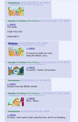 Size: 627x982 | Tagged: source needed, safe, edit, edited screencap, screencap, character:applejack, character:rainbow dash, character:spike, episode:friendship is magic, g4, my little pony: friendship is magic, /co/, 4chan, artifact, brony, brony history, fandom, it begins, meta, origins, plus4chan, ponybro, text, thread, vulgar, you could have stopped it