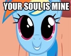 Size: 254x199 | Tagged: safe, edit, edited screencap, screencap, character:rainbow dash, cute, dashabetes, dialogue, image macro, looking at you, soul, your soul is mine