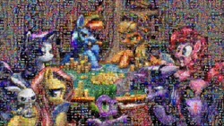 Size: 2580x1452 | Tagged: safe, edit, edited screencap, screencap, character:angel bunny, character:applejack, character:fluttershy, character:pinkie pie, character:rainbow dash, character:rarity, character:spike, character:twilight sparkle, season 1, collage, compilation, mane seven, mane six, meta mosaic, mosaic, photomosaic, poker, season 2, season 3