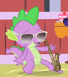 Size: 274x308 | Tagged: safe, edit, edited screencap, screencap, character:spike, species:dragon, episode:party of one, g4, my little pony: friendship is magic, animated, dancing, epic sax guy, epic sax spike, musical instrument, saxophone